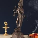 Pure Brass Ardhanarishwara Sculpture | 20.8" x 6.2" x 7.5" | 8 kg | Dark Chocolate Finish | Divine Unity Form | Sacred Hindu Art | Jaipurio